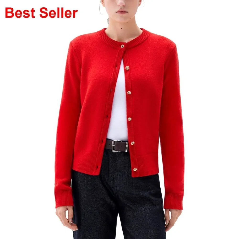 Chunky Cashmere Blend Cardigan Sweater, Button Up Long Sleeve, Fall Winter